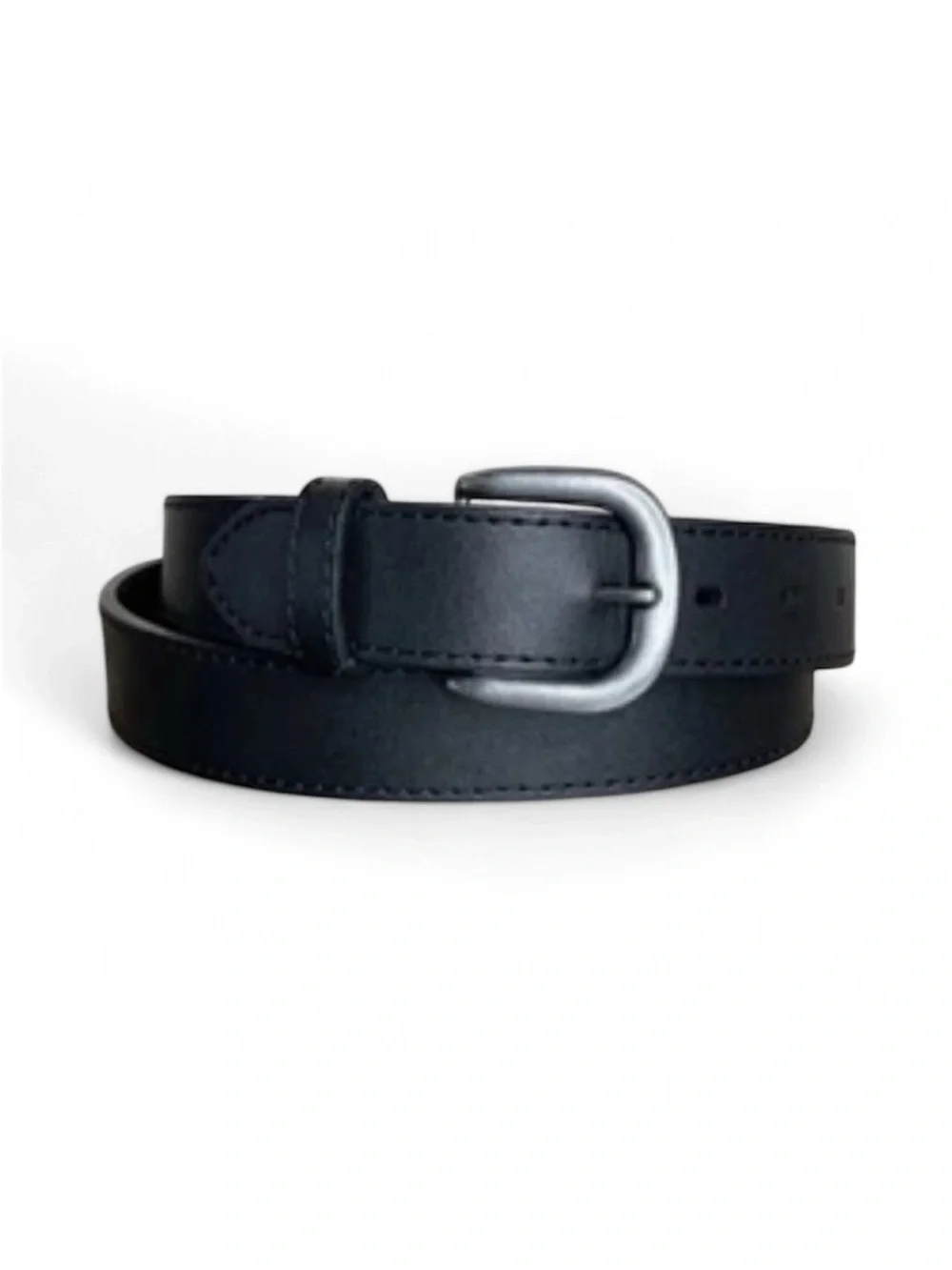 Wrangler Genuine Leather Work Belt Black Silver Buckle Men's Utility Size 42/105